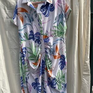 BP- SOUL OF CURVES-SIZE 1XL HAWAIIAN PRINT BUTTON UP FRONT DRESS POLYESTER